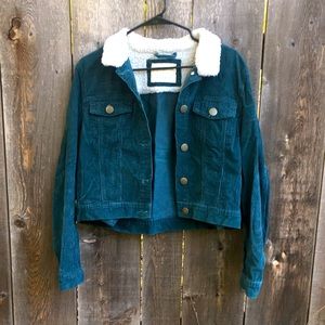 Green Corduroy Sherpa Jacket